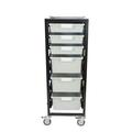 Storsystem Commercial Grade Mobile Bin Storage Cart with 6 Gray High Impact Polystyrene Bins/Trays CE2097DG-3S3DLG